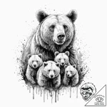 A beautiful, strong mother bear, fiercely pro… – tattoo sketch (№1752057799_0, 09.07.2025 10:43) — tattoovalue.net
