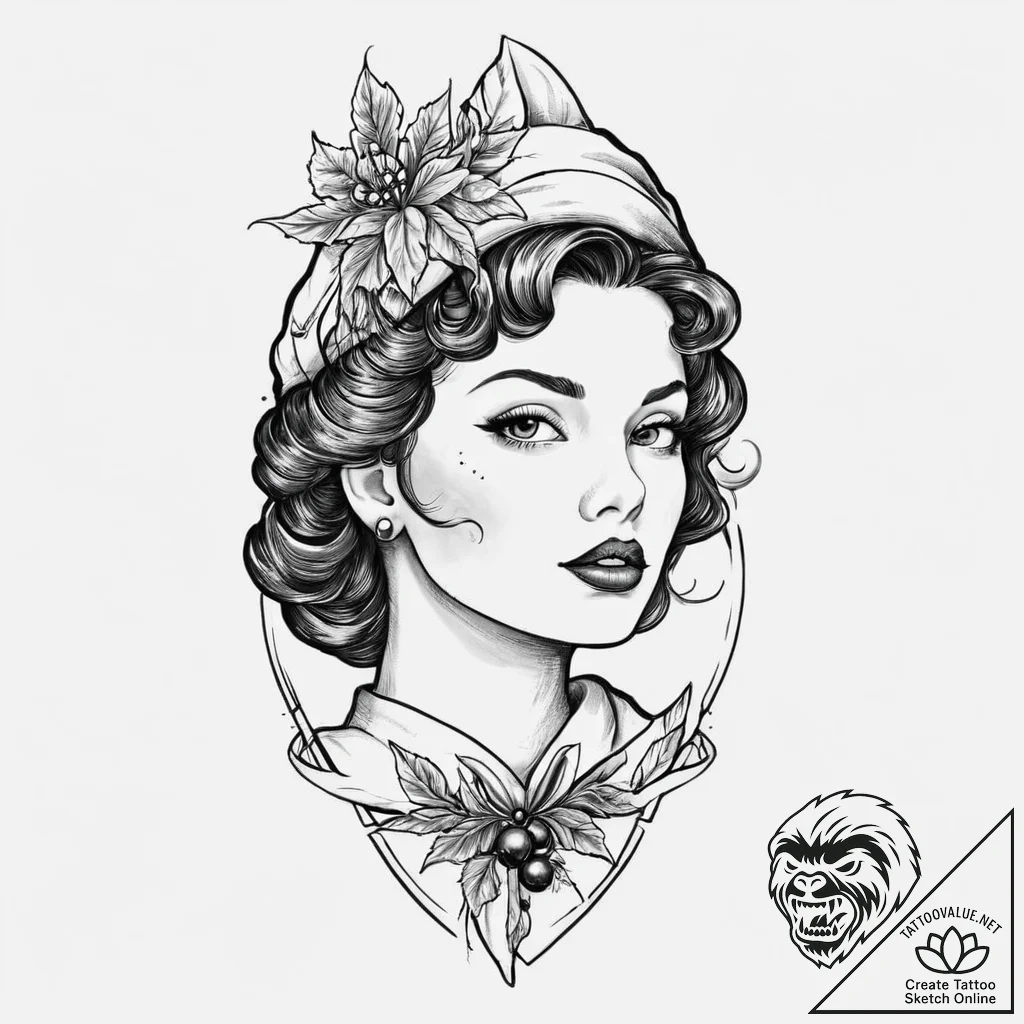 A beautiful woman whose lips are the color of... - tattoo sketch (№1752057881_0, 09.07.2025 10:44) — tattoovalue.net
