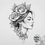A beautiful, realistic woman’s profile, with… – tattoo sketch (№1752058215_0, 09.07.2025 10:50) — tattoovalue.net