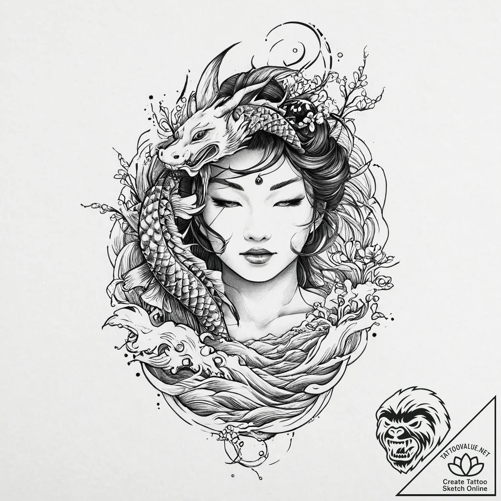 A person, listening with deep empathy to anot... - tattoo sketch (№1752058298_0, 09.07.2025 10:51) — tattoovalue.net