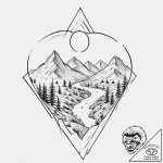 A beautiful, serene landscape of a peaceful v… – tattoo sketch (№1752058382_0, 09.07.2025 10:53) — tattoovalue.net