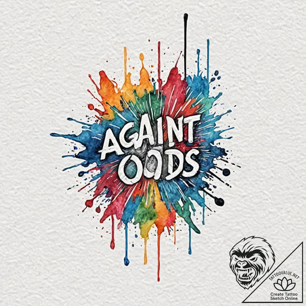The phrase "against all odds", tattoo drawing... - tattoo sketch (№1752058730_0, 09.07.2025 10:58) — tattoovalue.net