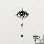 A single, black tear, that is a droplet of bl… – tattoo sketch (№1752058960_0, 09.07.2025 11:02) — tattoovalue.net