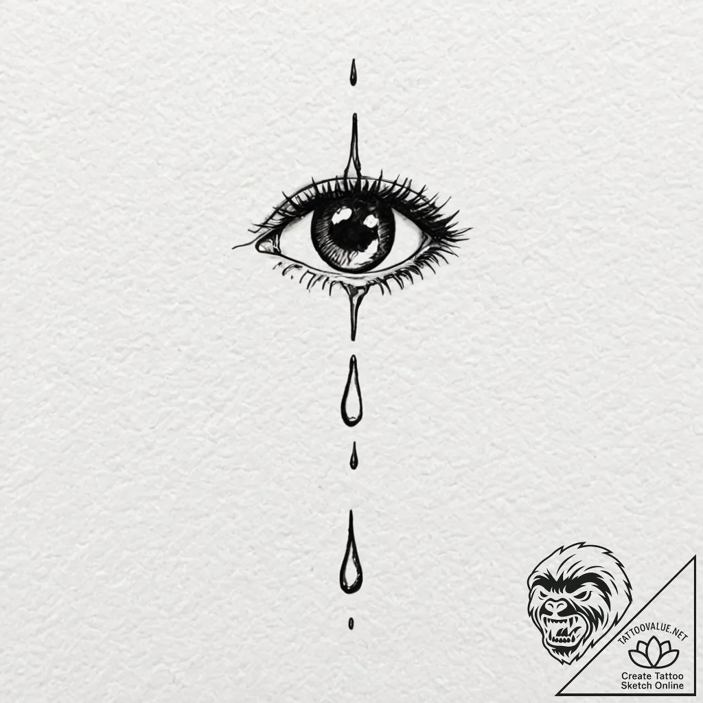 A single, black tear, that is a droplet of bl... - tattoo sketch (№1752058960_0, 09.07.2025 11:02) — tattoovalue.net