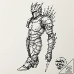 A beautiful, ornate greave (leg armor), with… – tattoo sketch (№1752060052_0, 09.07.2025 11:20) — tattoovalue.net