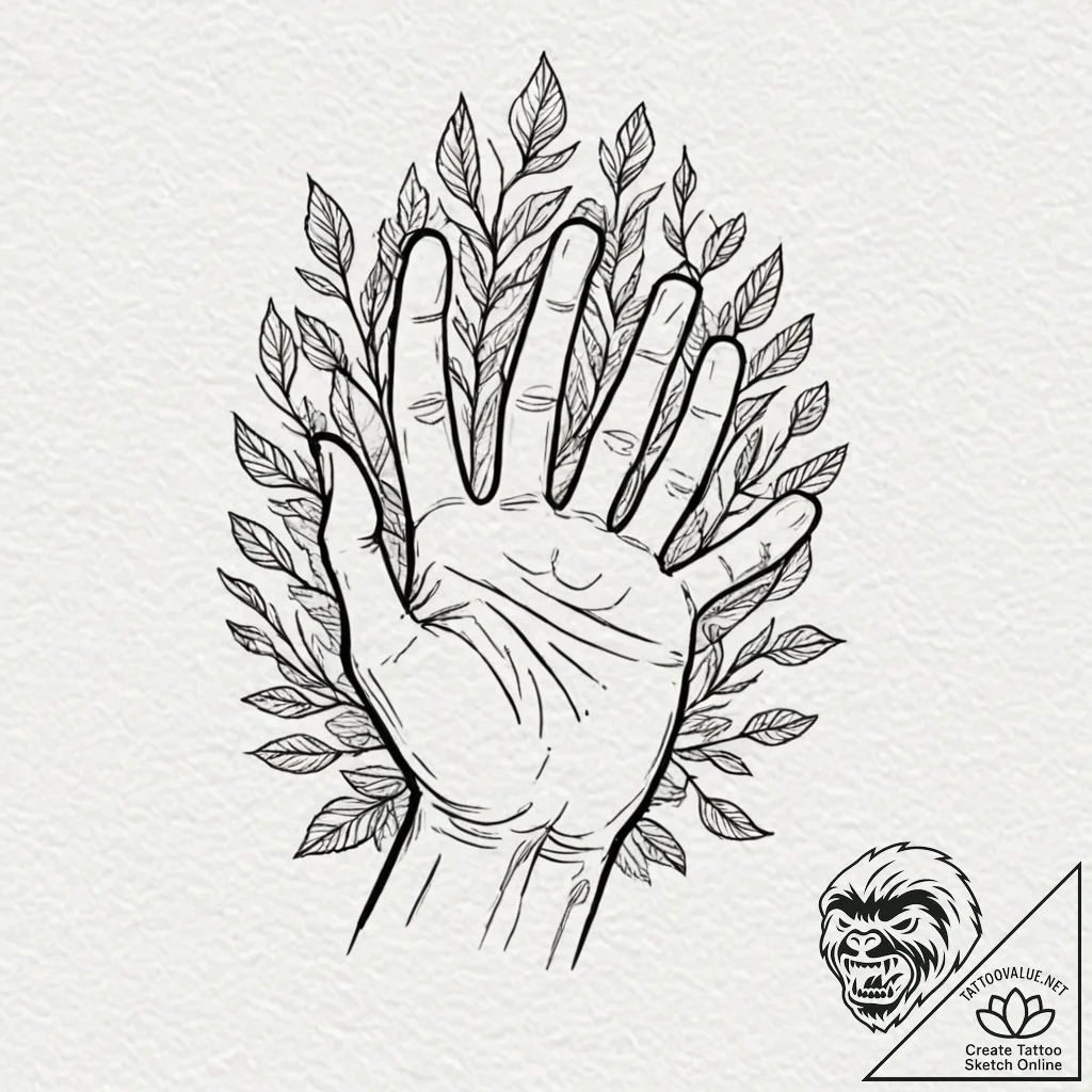 A beautiful, stylized tree, its leaves are op... - tattoo sketch (№1752060444_0, 09.07.2025 11:27) — tattoovalue.net