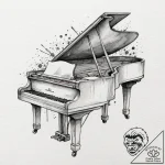 A beautiful, detailed drawing of a grand pian… – tattoo sketch (№1752061099_0, 09.07.2025 11:38) — tattoovalue.net