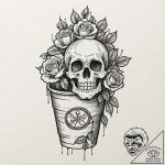 A simple drawing of instant coffee in a styro… – tattoo sketch (№1752061251_0, 09.07.2025 11:40) — tattoovalue.net