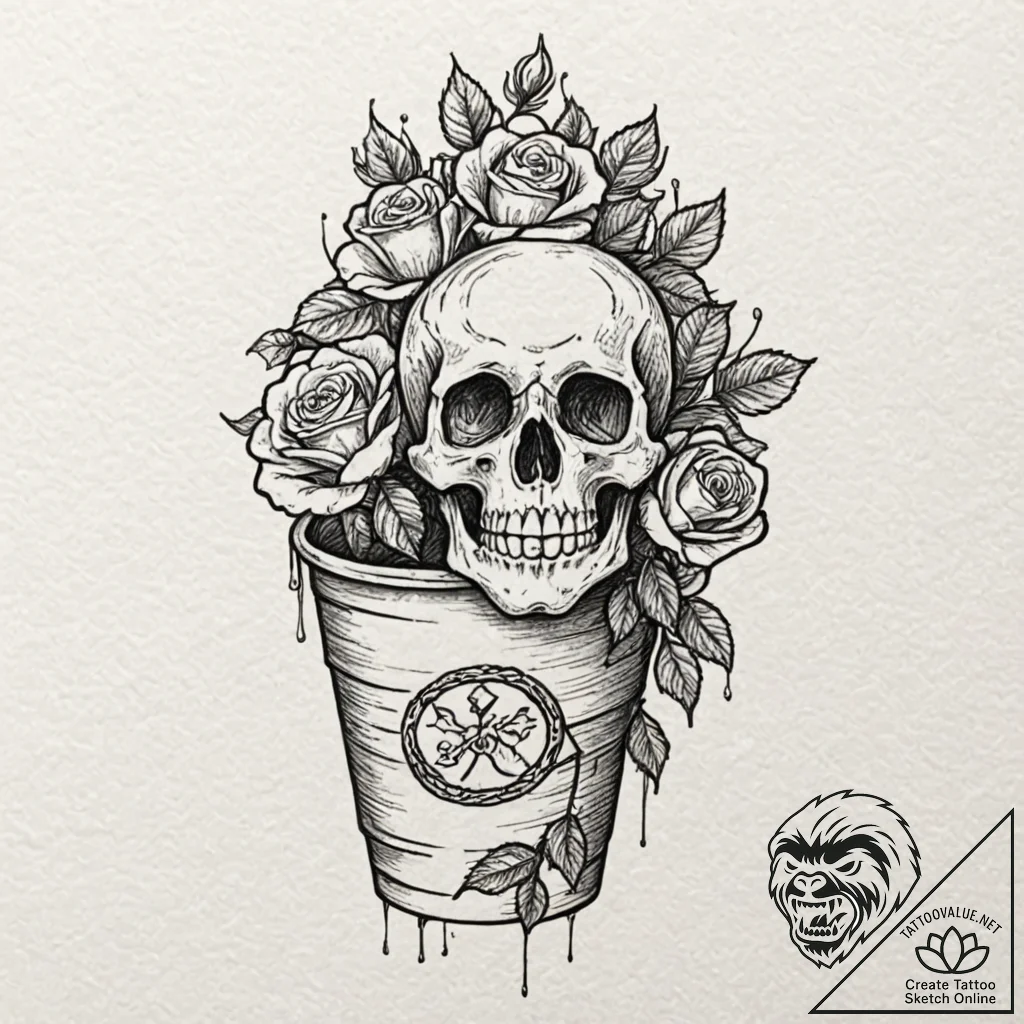 A simple drawing of instant coffee in a styro... - tattoo sketch (№1752061251_0, 09.07.2025 11:40) — tattoovalue.net