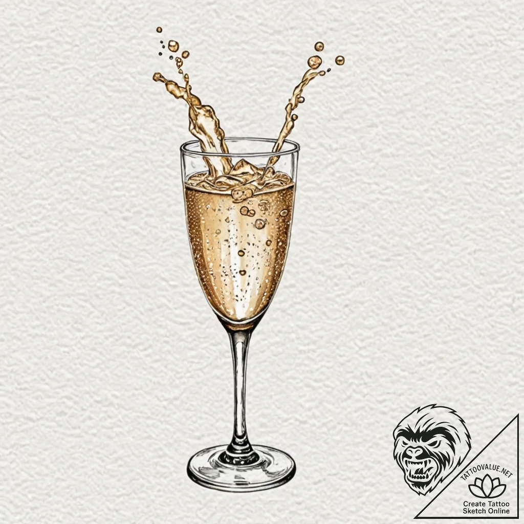 A single, perfect, glistening drop of expensi... - tattoo sketch (№1752061638_0, 09.07.2025 11:47) — tattoovalue.net