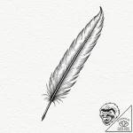 A single, perfect feather, turning into a qui… – tattoo sketch (№1752061800_0, 09.07.2025 11:50) — tattoovalue.net