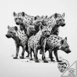 A powerful hunting pack of hyenas, their inte… – tattoo sketch (№1752061954_0, 09.07.2025 11:52) — tattoovalue.net