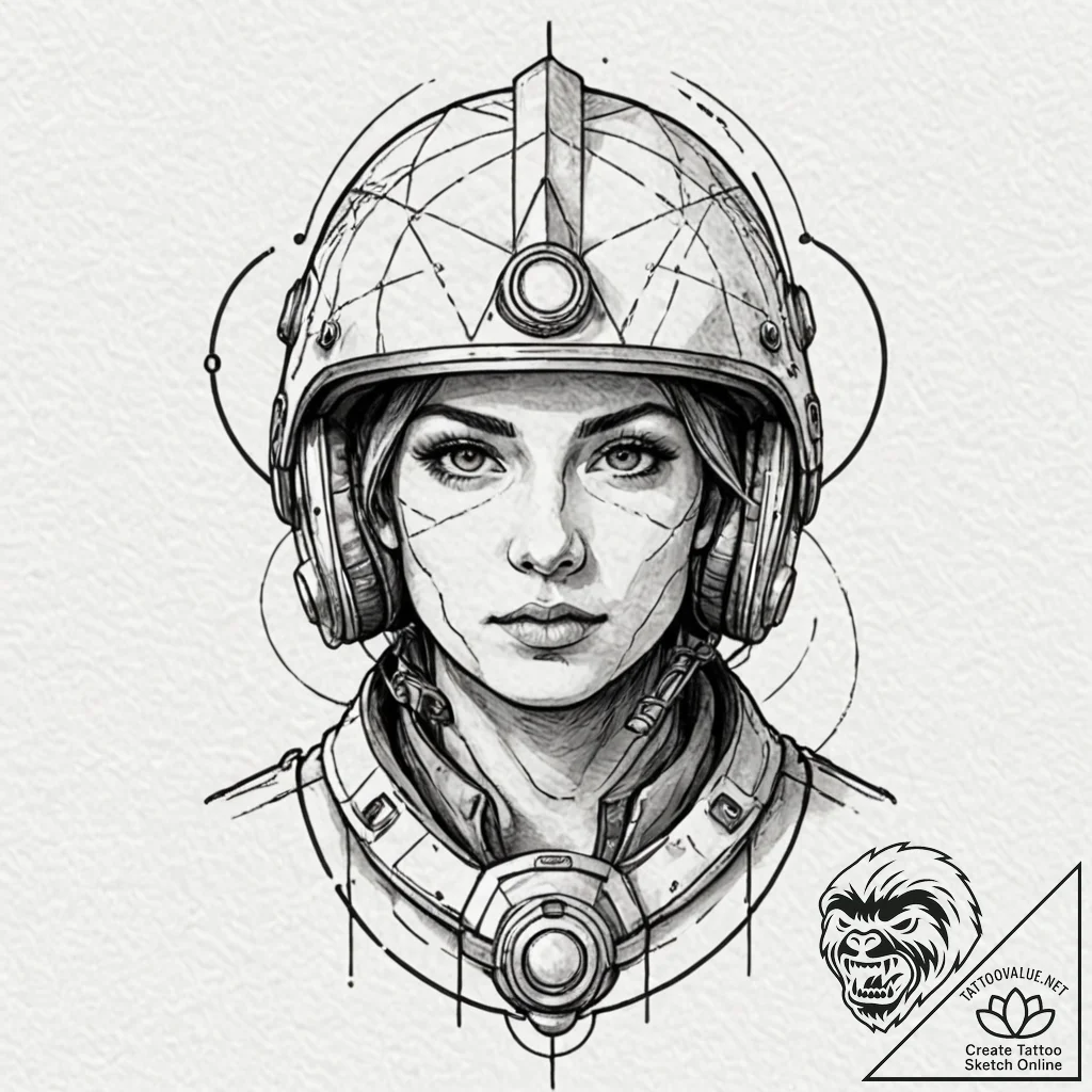 A realistic soldier in a modern helmet, his f... - tattoo sketch (№1752062116_0, 09.07.2025 11:55) — tattoovalue.net
