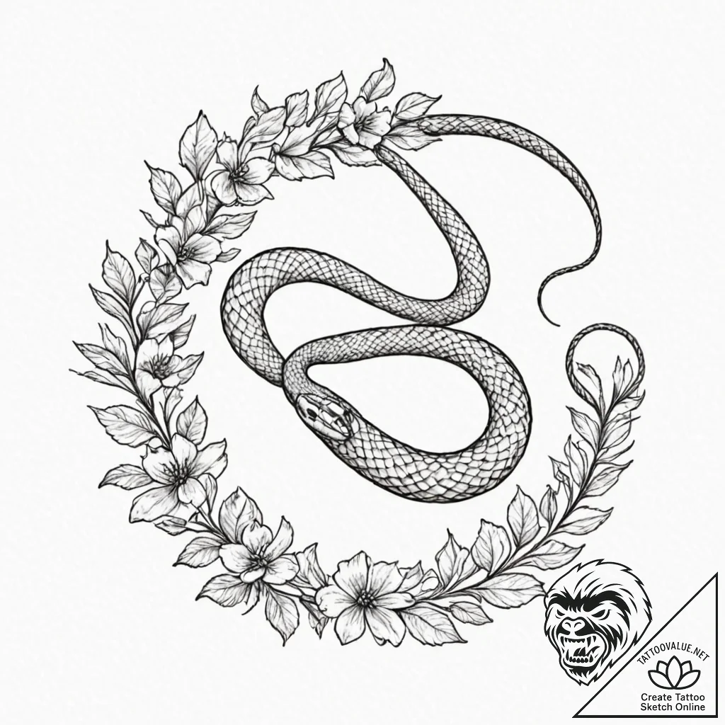 A snake, its scales are made of tiny, delicat... - tattoo sketch (№1752062515_0, 09.07.2025 12:01) — tattoovalue.net