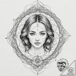 A woman’s portrait, her freckles are tiny, su… – tattoo sketch (№1752062595_0, 09.07.2025 12:03) — tattoovalue.net