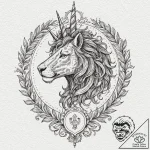 A beautiful, ornate coat of arms with a lion… – tattoo sketch (№1752062756_0, 09.07.2025 12:05) — tattoovalue.net