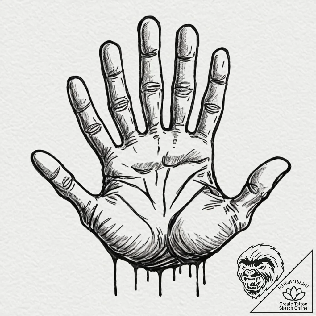 A single, black handprint, but the fingers ar... - tattoo sketch (№1752062999_0, 09.07.2025 12:09) — tattoovalue.net