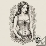 A beautiful, ornate corset, with its laces sl… – tattoo sketch (№1752063370_0, 09.07.2025 12:16) — tattoovalue.net