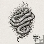 A snake, its body is made of swirling smoke,… – tattoo sketch (№1752063686_0, 09.07.2025 12:21) — tattoovalue.net