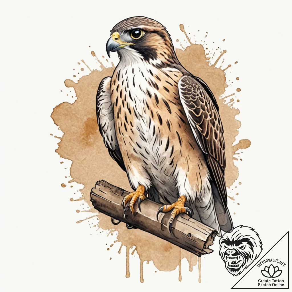A beautiful, detailed drawing of a falcon, pe... - tattoo sketch (№1752064519_0, 09.07.2025 12:35) — tattoovalue.net