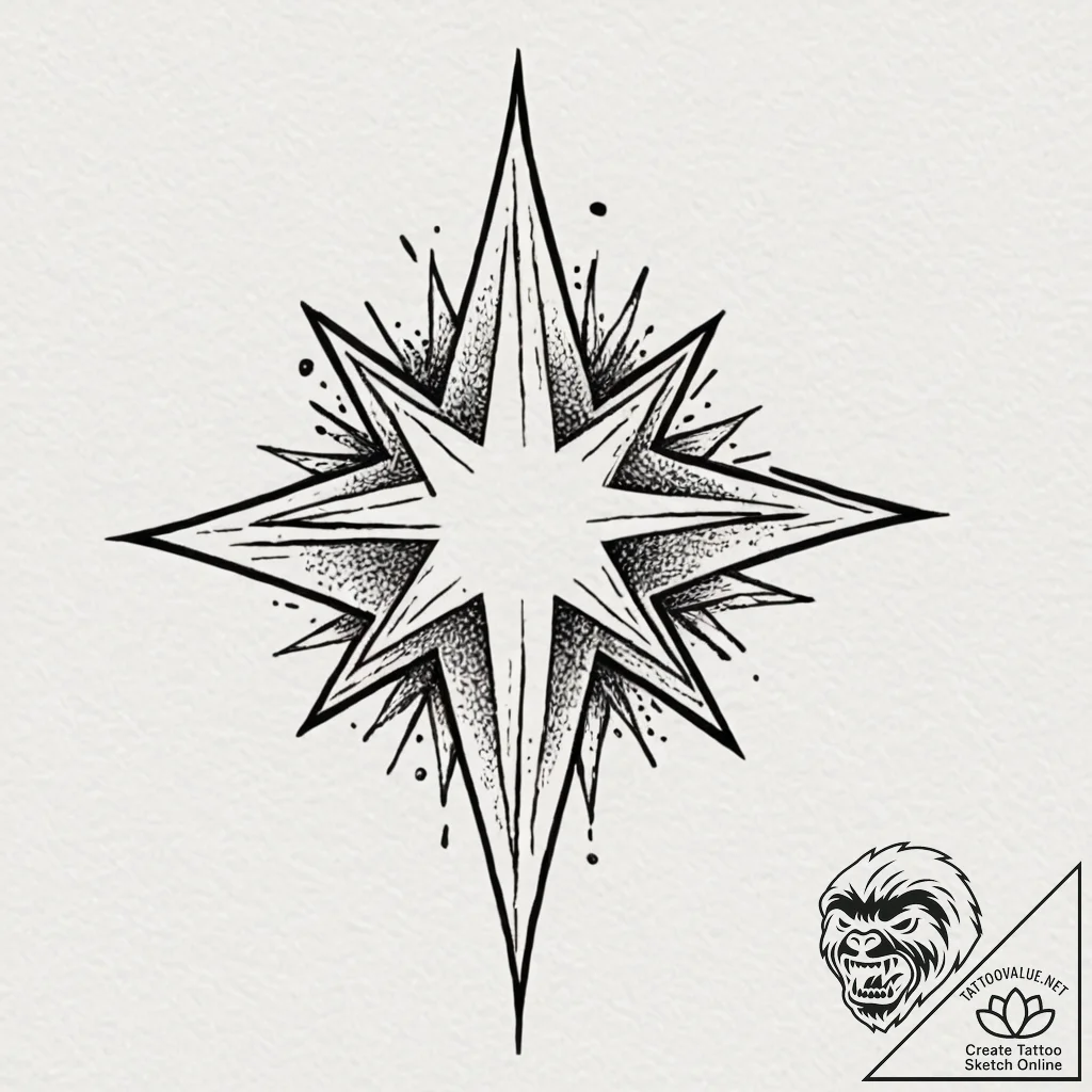 A simple, black star, a symbol of a small hop... - tattoo sketch (№1752064605_0, 09.07.2025 12:36) — tattoovalue.net