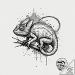 A chameleon, blending into a background of ab… – tattoo sketch (№1752064861_0, 09.07.2025 12:41) — tattoovalue.net