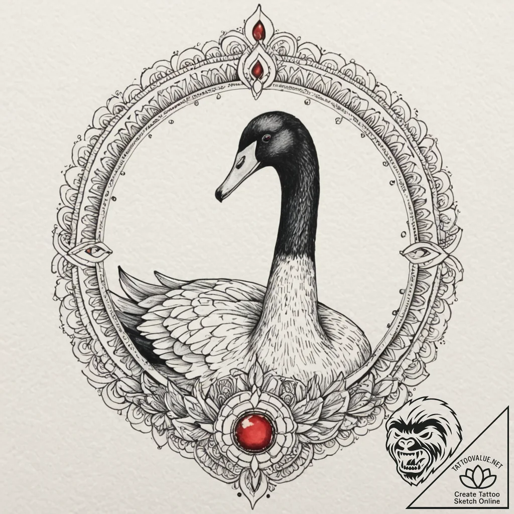 A beautiful, realistic black swan, with a sin... - tattoo sketch (№1752065554_0, 09.07.2025 12:52) — tattoovalue.net