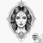 A beautiful, realistic woman’s portrait, with… – tattoo sketch (№1752065712_0, 09.07.2025 12:55) — tattoovalue.net