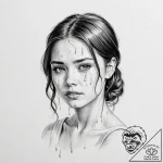 A girl whose tears are drops of honey – tattoo sketch (№1752066116_0, 09.07.2025 13:01) — tattoovalue.net