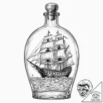 A beautiful, ornate ship in a bottle, but the… – tattoo sketch (№1752066199_0, 09.07.2025 13:03) — tattoovalue.net