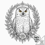 A majestic snowy owl, its feathers are soft w… – tattoo sketch (№1752066449_0, 09.07.2025 13:07) — tattoovalue.net