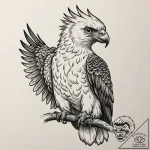 A beautiful, but deadly harpy eagle, a powerf… – tattoo sketch (№1752066616_0, 09.07.2025 13:10) — tattoovalue.net