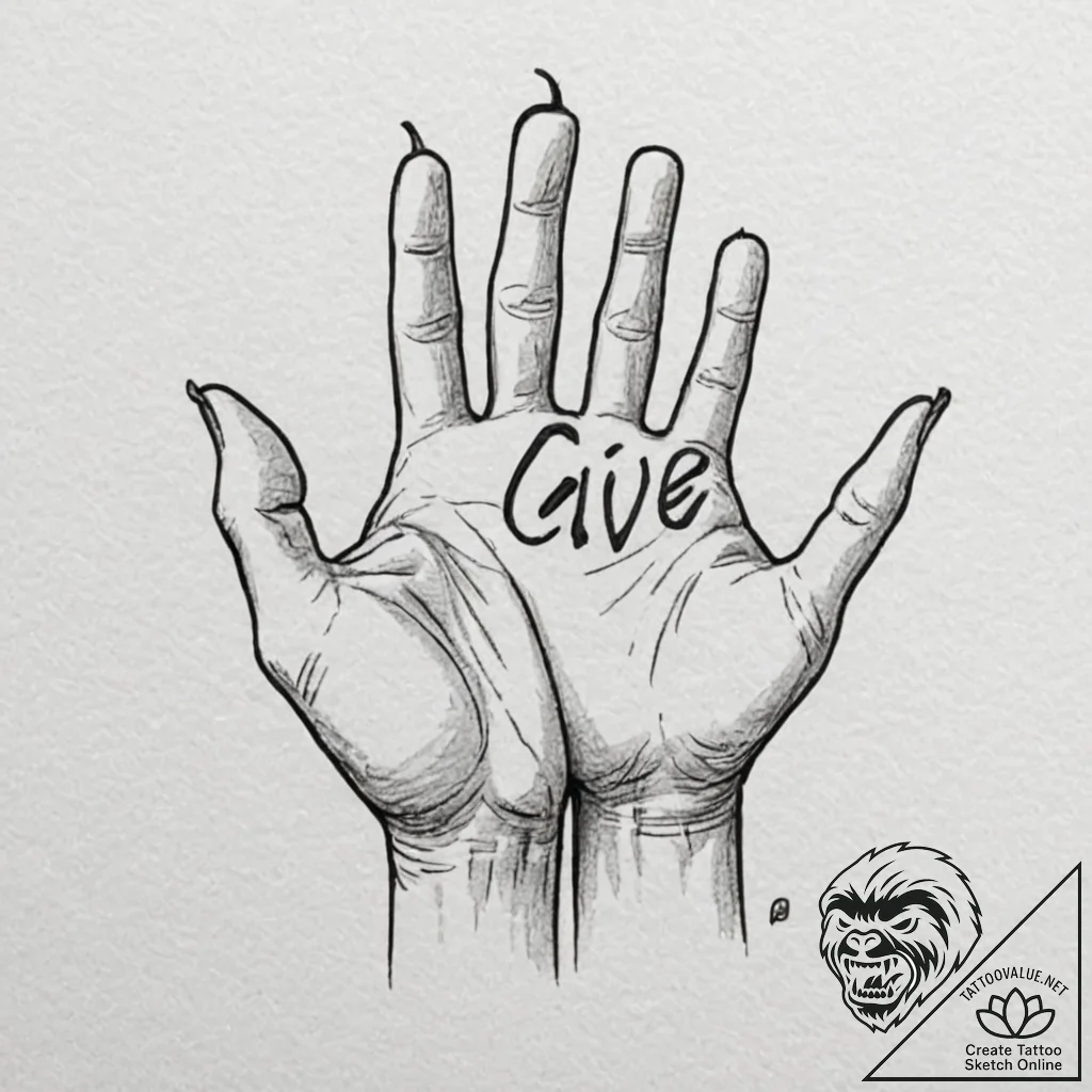 A single, powerful word "give", with the lett... - tattoo sketch (№1752067034_0, 09.07.2025 13:17) — tattoovalue.net