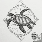 A beautiful, but determined sea turtle, swimm… – tattoo sketch (№1752067118_0, 09.07.2025 13:18) — tattoovalue.net