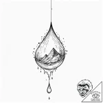 A realistic drop of black ink, suspended as i… – tattoo sketch (№1752067285_0, 09.07.2025 13:21) — tattoovalue.net