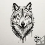 A beautiful, realistic wolf, its fur is made… – tattoo sketch (№1752067369_0, 09.07.2025 13:22) — tattoovalue.net