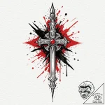 A dagger, piercing through abstract, black, s… – tattoo sketch (№1752068124_0, 09.07.2025 13:35) — tattoovalue.net