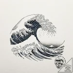 A single, powerful wave, cresting and crashin… – tattoo sketch (№1752068207_0, 09.07.2025 13:36) — tattoovalue.net