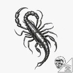 A scorpion, its stinger is a glowing, venomou… – tattoo sketch (№1752068372_0, 09.07.2025 13:39) — tattoovalue.net