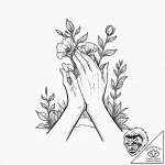 A human hand, planting a flower on a grave – tattoo sketch (№1752068524_0, 09.07.2025 13:42) — tattoovalue.net