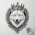 A snarling wolf, wearing a king’s crown made… – tattoo sketch (№1752068999_0, 09.07.2025 13:49) — tattoovalue.net