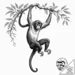 A beautiful, but determined spider monkey, sw… – tattoo sketch (№1752069081_0, 09.07.2025 13:51) — tattoovalue.net
