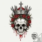 A skull, with a beautiful, ornate crown of th… – tattoo sketch (№1752069163_0, 09.07.2025 13:52) — tattoovalue.net