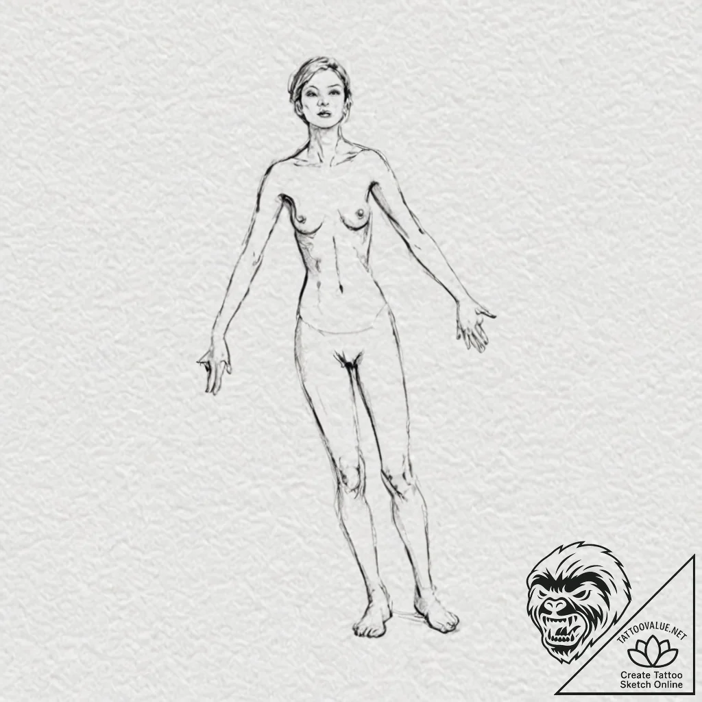 A person, whose body is a warm, welcoming hom... - tattoo sketch (№1752069247_0, 09.07.2025 13:54) — tattoovalue.net