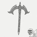 A beautiful, ornate battle axe, its blade is… – tattoo sketch (№1752069330_0, 09.07.2025 13:55) — tattoovalue.net