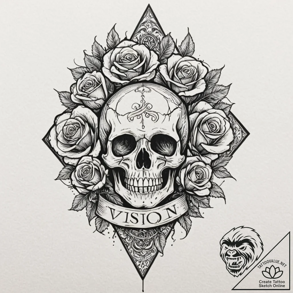 A single, powerful word "vision", with an eye... - tattoo sketch (№1752069830_0, 09.07.2025 14:03) — tattoovalue.net