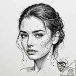 A woman whose tears are tiny, colorful sprink… – tattoo sketch (№1752070330_0, 09.07.2025 14:12) — tattoovalue.net