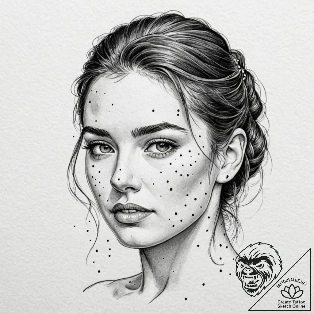 A woman whose tears are tiny, colorful sprink... - tattoo sketch (№1752070330_0, 09.07.2025 14:12) — tattoovalue.net