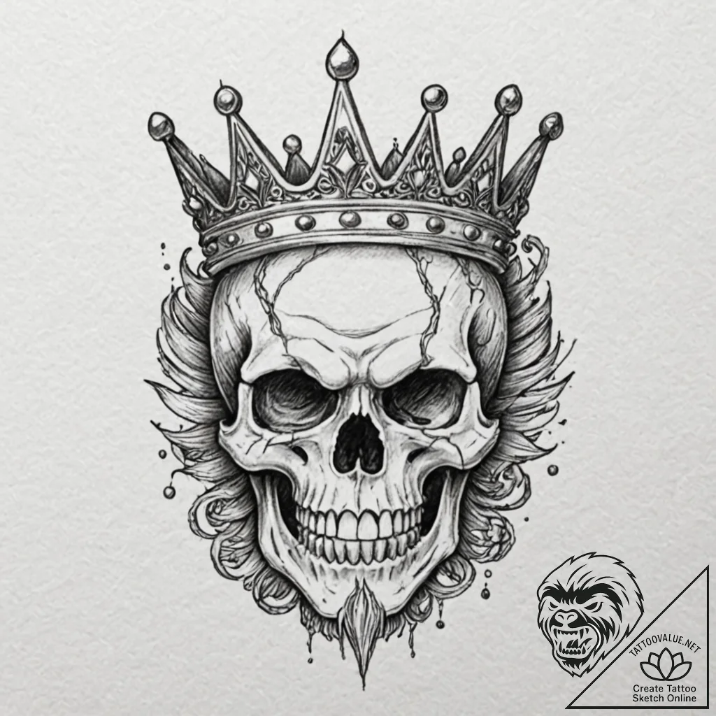 A king, looking at his own reflection, which... - tattoo sketch (№1752073592_0, 09.07.2025 15:06) — tattoovalue.net
