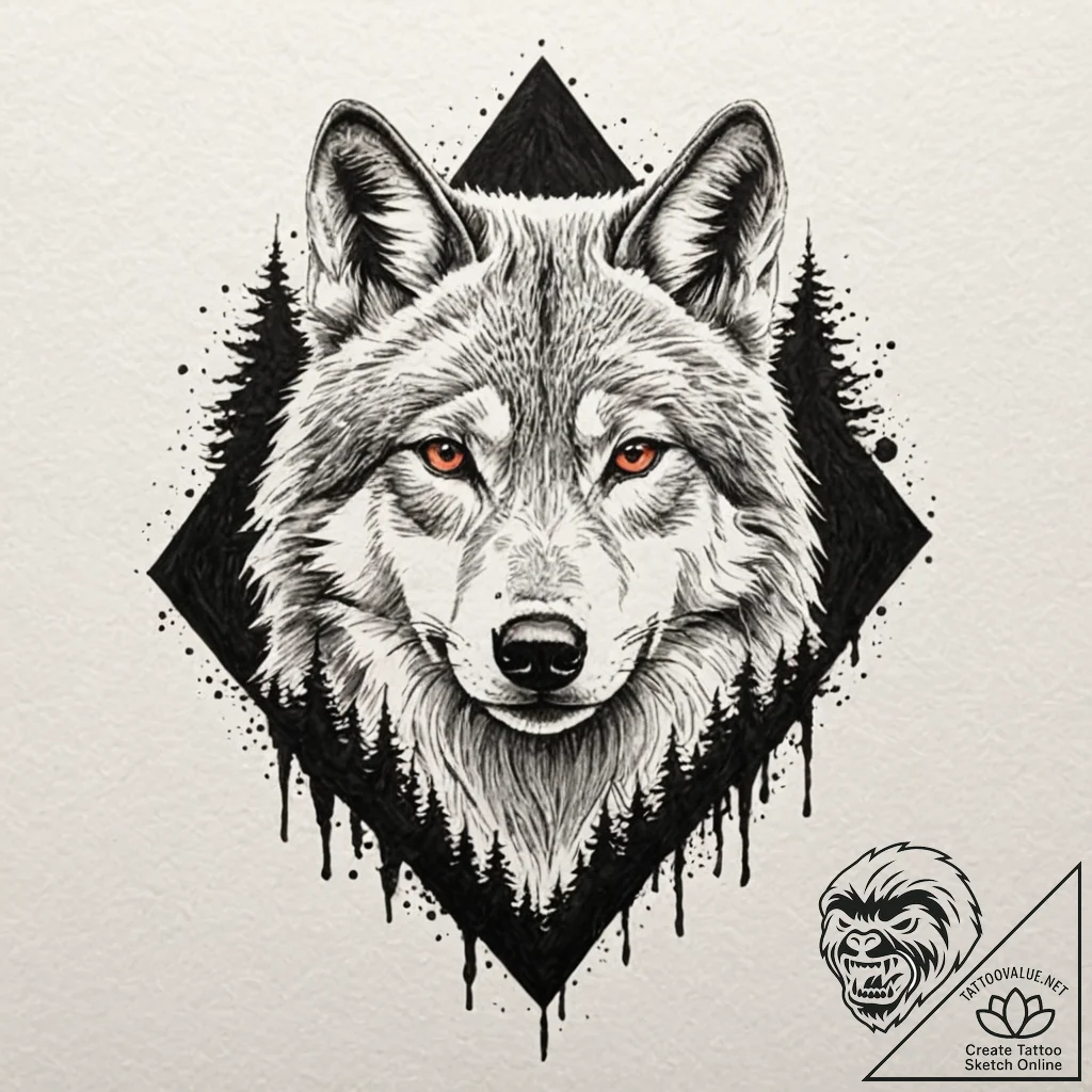 A beautiful, realistic wolf's eye, with a ref... - tattoo sketch (№1752073793_0, 09.07.2025 15:09) — tattoovalue.net